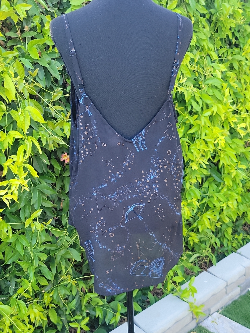 Torrid Black Celestial Zodiac Star Ruffle Sheer Cami Top 1 - Picture 7 of 13